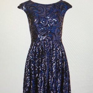 Badgley Mischka Blue Botany Dress Sz 2